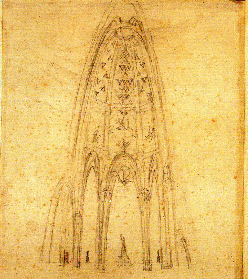 Croquis original del Gran Salón América de Antonio Gaudí.