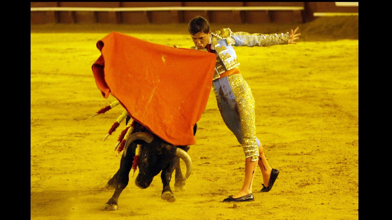 
Eloy Ortega, quide azul cielo y oro, pinchazo y estocada (silencio) y media estocada (palmas tras leve petición)
