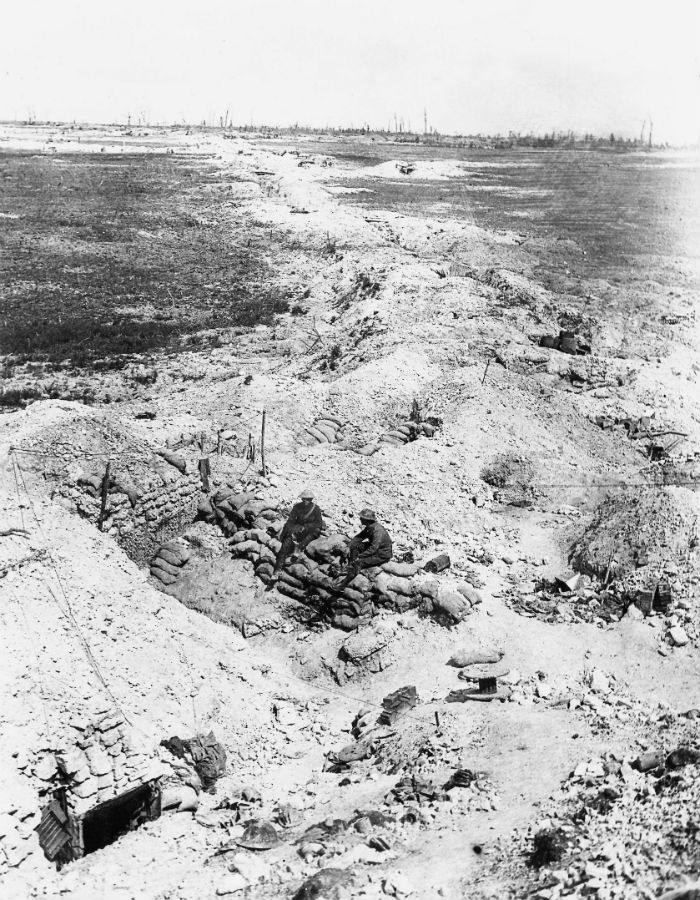 
Una trinchera del Somme destruida por la artillería, en septiembre de 1916.
